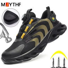 Men’s Lightweight Safety Shoes – Steel Toe, Puncture-Proof, Rotary Buckle Design