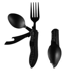 Portable Camping Utensil Set – Foldable Stainless Steel Fork, Spoon, Knife & Bottle Opener