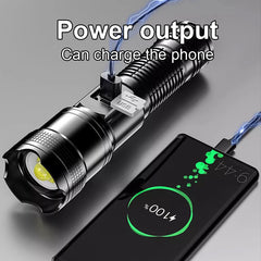 2,000,000LM Ultra-Bright Flashlight – Zoomable Waterproof Torch with Digital Display