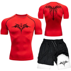 Men’s MMA Boxing Compression Set – Quick-Dry T-Shirt & Shorts 2PCS