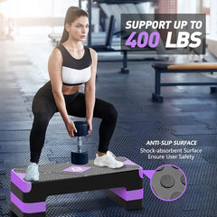 26.5" Step Deck with 4” 6” 8” Adjustable Height Risers, Women Home Gym Cardio Fitness