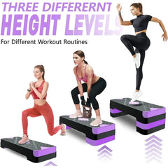 26.5" Step Deck with 4” 6” 8” Adjustable Height Risers, Women Home Gym Cardio Fitness