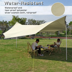 5.1x5.1m Large Waterproof Octagon Camping Tarp – Outdoor Sun Shelter Awning, Butterfly Tent Shade Canopy for Beach & Travel