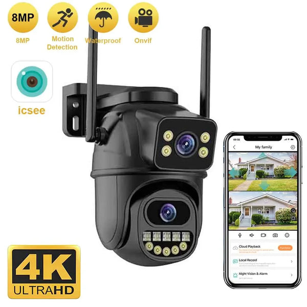 BELIA 4K 8MP Dual-Lens PTZ WiFi Camera – Outdoor AI Security with 4X Zoom