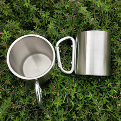 220ml Stainless Steel Camping Cup with Carabiner Handle – Portable Outdoor Travel Mug