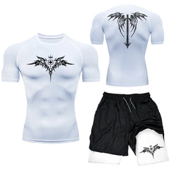 Men’s MMA Boxing Compression Set – Quick-Dry T-Shirt & Shorts 2PCS