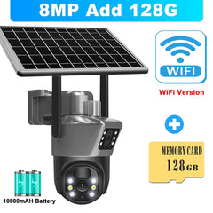 8MP 4K Solar WiFi Camera – Dual Lens PTZ Outdoor CCTV Surveillance