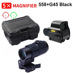 558+G43 Holographic Collimator Sight 558+G33/G45 Red Dot Optic Sight Tactical Hunting Gear W/20mm Rail Mounts&Quick Detach Lever