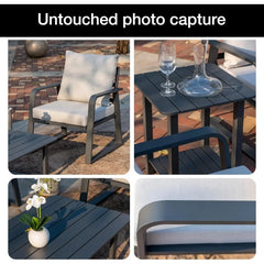4-Piece Aluminum Patio Set – Swivel Rocking Chairs with Cushions & Conversation Table