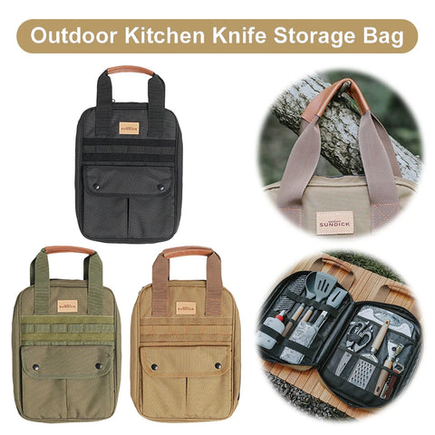Camping Cooking Utensils Set Bag with Handle Camping Tool Storage Bag for Knife Fork Spoon for Outdoor Barbecue Camping Cooking