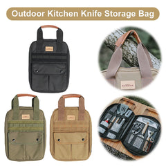 Camping Cooking Utensils Set Bag with Handle Camping Tool Storage Bag for Knife Fork Spoon for Outdoor Barbecue Camping Cooking