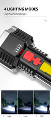 High-Power Rechargeable LED Flashlight – 7-LED Torch with COB Side Light