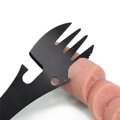 5-in-1 Camping Survival Tool – Fork, Knife, Spoon, Can/Bottle Opener EDC Kit