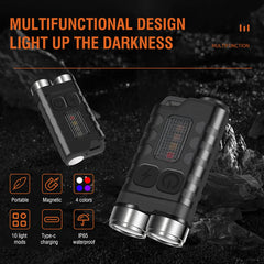 Multi-function Portable Mini Keychain Light Led High Bright Flashlight Dual Light Source Outdoor Camping Fishing Tool Head Lamp