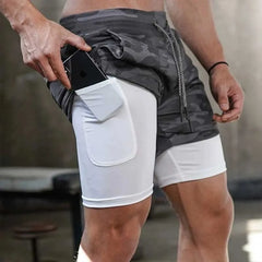 Men’s 2-in-1 Camo Gym & Running Shorts