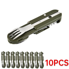 7-in-1 Camping Utensil Tool – Portable Stainless Steel Fork, Spoon, Knife & Opener Set