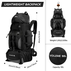90L Waterproof Hiking Backpack – Large Capacity Trekking & Camping Rucksack for Men