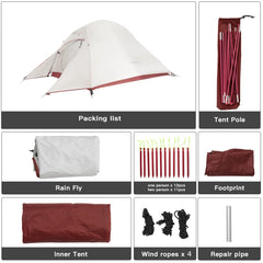BISINNA Ultralight Backpacking Tent – 1-2 Person 20D Nylon Waterproof Camping Tent for Hiking, Travel, and Cycling
