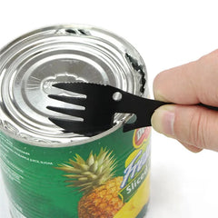 5-in-1 Camping Survival Tool – Fork, Knife, Spoon, Can/Bottle Opener EDC Kit