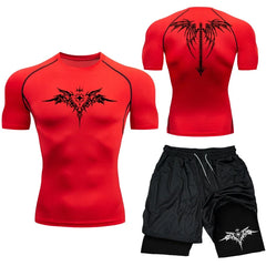 Men’s MMA Boxing Compression Set – Quick-Dry T-Shirt & Shorts 2PCS