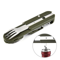 7-in-1 Camping Utensil Tool – Portable Stainless Steel Fork, Spoon, Knife & Opener Set