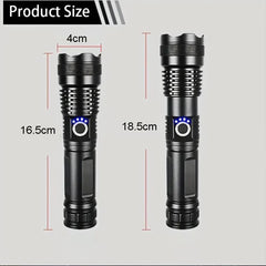 High Power LED Flashlight – Rechargeable Tactical Torch with USB Charging