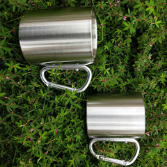 220ml Stainless Steel Camping Cup with Carabiner Handle – Portable Outdoor Travel Mug