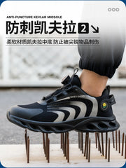 Men’s Lightweight Safety Shoes – Steel Toe, Puncture-Proof, Rotary Buckle Design