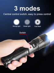2,000,000LM Ultra-Bright Flashlight – Zoomable Waterproof Torch with Digital Display