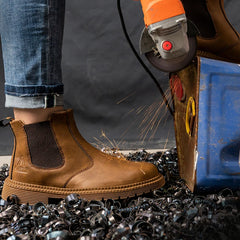 Men’s Waterproof Steel Toe Work Boots – Durable Leather Construction Shoes