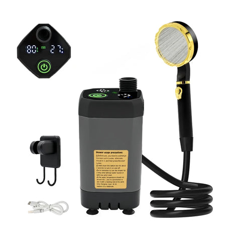 Camping Shower Pump Kit – Portable Outdoor Shower with Digital Display & 6000mAh Battery