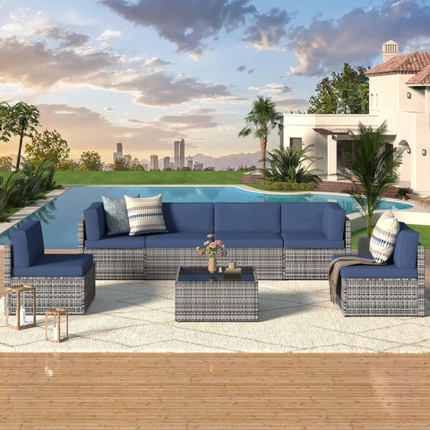 Outdoor Sectional Furniture Set – Patio Sofa & Chair Set with Cushions