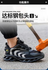 Men’s Lightweight Safety Shoes – Steel Toe, Puncture-Proof, Rotary Buckle Design