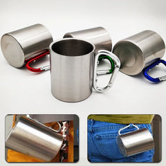 220ml Stainless Steel Camping Cup with Carabiner Handle – Portable Outdoor Travel Mug