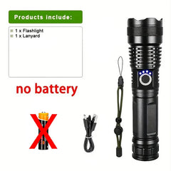 High Power LED Flashlight – Rechargeable Tactical Torch with USB Charging