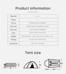 BISINNA Ultralight Backpacking Tent – 1-2 Person 20D Nylon Waterproof Camping Tent for Hiking, Travel, and Cycling