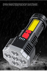 High-Power Rechargeable LED Flashlight – 7-LED Torch with COB Side Light