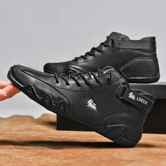 Men’s Waterproof Motorcycle Boots – Casual Winter High-Top Sneakers
