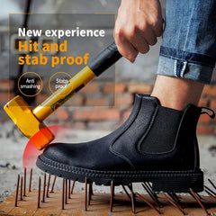Men’s Waterproof Steel Toe Work Boots – Durable Leather Construction Shoes