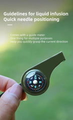 3-in-1 Emergency Survival Whistle – With Compass & Thermometer, Army Green Outdoor Tool  Bullet Point Description: