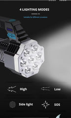 High-Power Rechargeable LED Flashlight – 7-LED Torch with COB Side Light