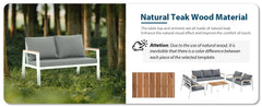 5-Piece Aluminum Patio Furniture Set – Sectional Sofa with Teak Coffee Table & Cushions