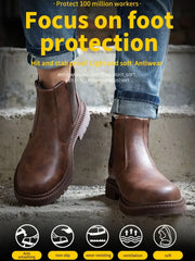 Men’s Waterproof Steel Toe Work Boots – Durable Leather Construction Shoes