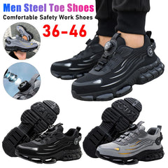 Men Steel Toe Shoes Non Slip Rotary Button Safety Shoes Anti-Smash Sport Work Shoe Breathable Air Cushion Shoe For Outdoor Sport