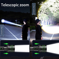 Long-Range LED Spotlight Flashlight – Waterproof Zoom Tactical Torch with Type-C Charging
