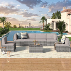 Outdoor Sectional Furniture Set – Patio Sofa & Chair Set with Cushions
