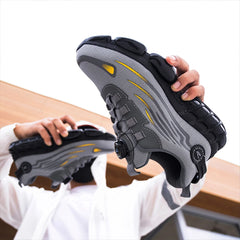 Men Steel Toe Shoes Non Slip Rotary Button Safety Shoes Anti-Smash Sport Work Shoe Breathable Air Cushion Shoe For Outdoor Sport