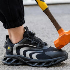 Men’s Lightweight Safety Shoes – Steel Toe, Puncture-Proof, Rotary Buckle Design