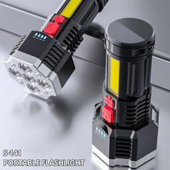 High-Power Rechargeable LED Flashlight – 7-LED Torch with COB Side Light