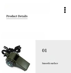 3-in-1 Emergency Survival Whistle – With Compass & Thermometer, Army Green Outdoor Tool  Bullet Point Description: